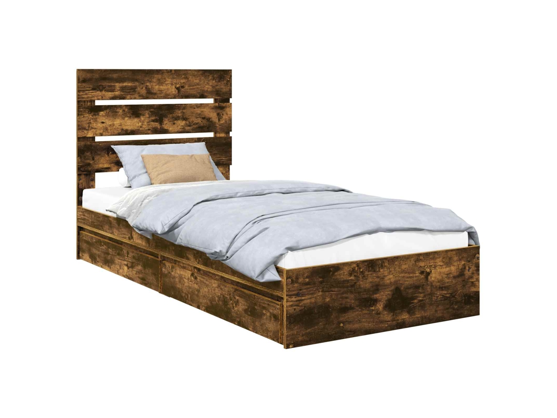 Maison Exclusive - Cama Con Almacenamiento Con Cabecera Roble Ahumado 90 X 200 Cm