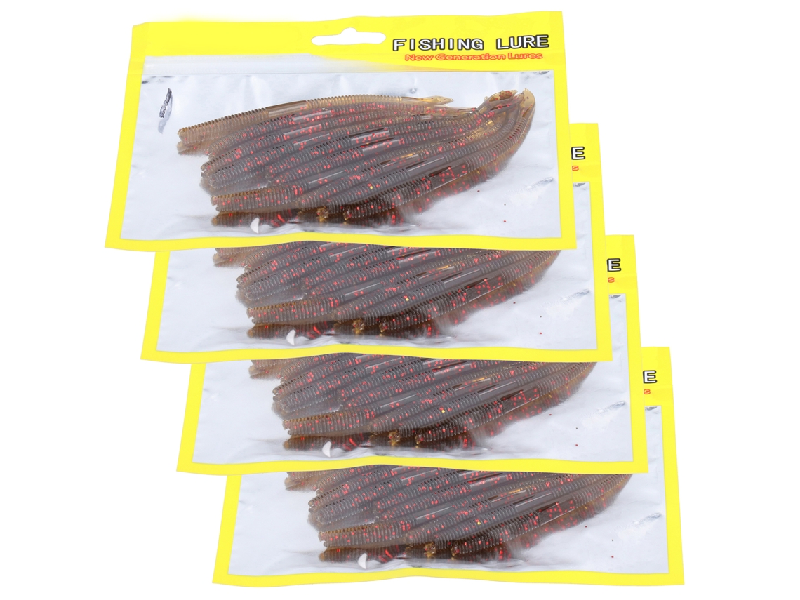 Anub 4 Conjuntos de Isca de Minhoca Simulada em Silicone Macio para Pesca Acessório 1