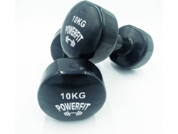 Mancuernas POWERFIT Extremo Plano Negro (10 Kg)