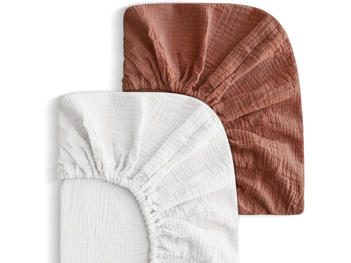 Lençóis De Berço, Conjunto De 2 Protetores De Colchão Macios E Respiráveis ​​- 96x61cm (branco E Marrom) Spqment