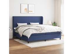 Cama Box Spring Con Colchón Tela Azul 200x200 Cm
