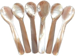 Set De 6 Cucharas De Nacre 11.5 Cm X 3 Cm Para Caviar Con Mango Redondo Ideal Para Servir Y Preservar El Sabor