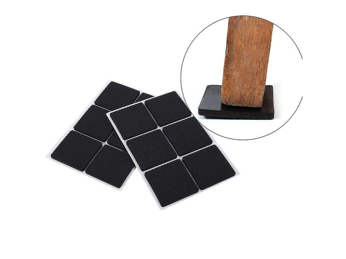 Patas De Goma Antideslizantes Autoadhesivas Negras Para Muebles, 12 Piezas, Cuadradas