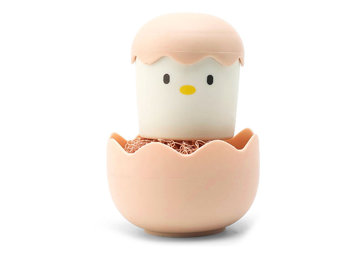 Bonito cepillo de cocina rosa con forma de cáscara de huevo de dibujos animados, de la marca Baok.