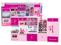 Juego de muebles de cocina para casa de muñecas, nevera, estufa y accesorios, color rosa B.active