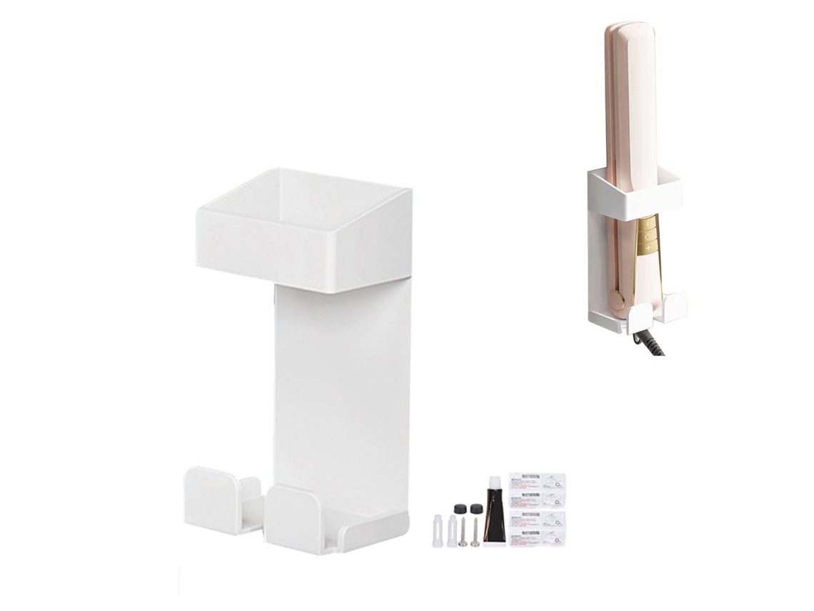 Porta Plancha De Rizo De Acero Inoxidable Montaje En Pared Estante Para Herramientas De Pelo Baño