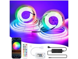 Tira De Led Rgb Cob De 10 M – 576 Led/m, Regulable, 24 V – Control Remoto