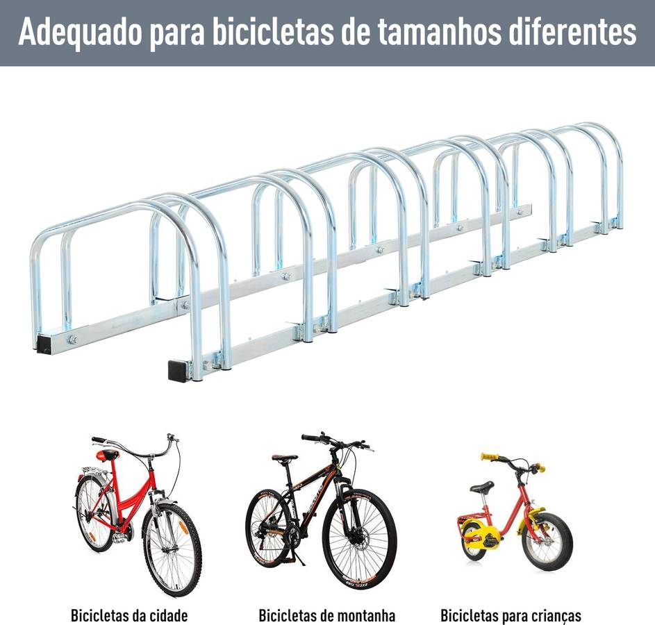 Soporte De Estacionamento homcom para 6 bicicletas 160x33x27cm