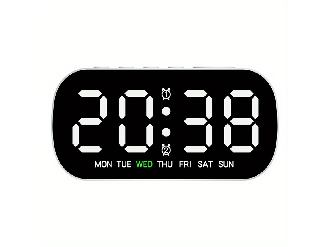 Reloj Despertador Digital Compacto Y Multifuncional Con Alimentación Usb, Que Muestra La Temperatura, La Fecha Y El Día, Y Cuenta Con Doble
