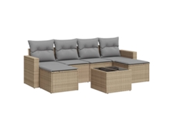Conjunto de 7 sofás de jardín con cojines de mimbre beige MAISON EXCLUSIVE (7 piezas)