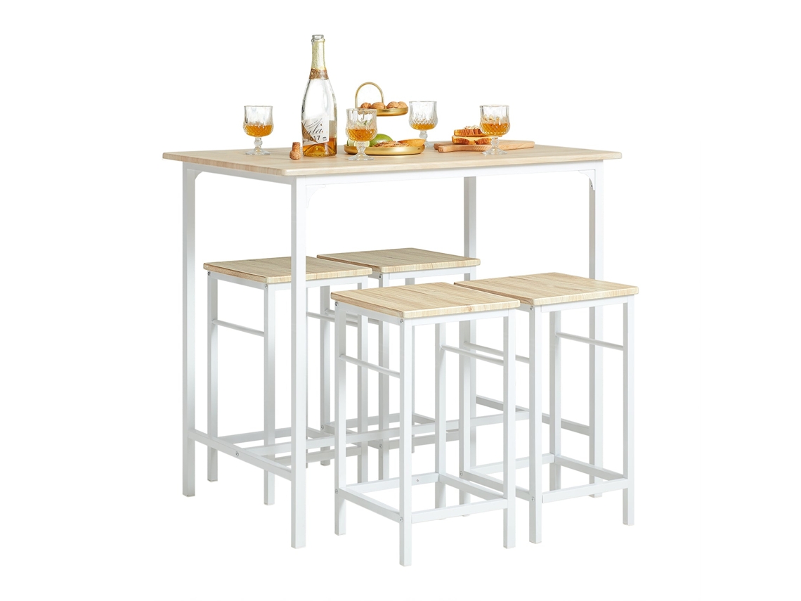 Juego De Mesa Y 4 Taburetes Blanco Ogt11-Wn SOBUY