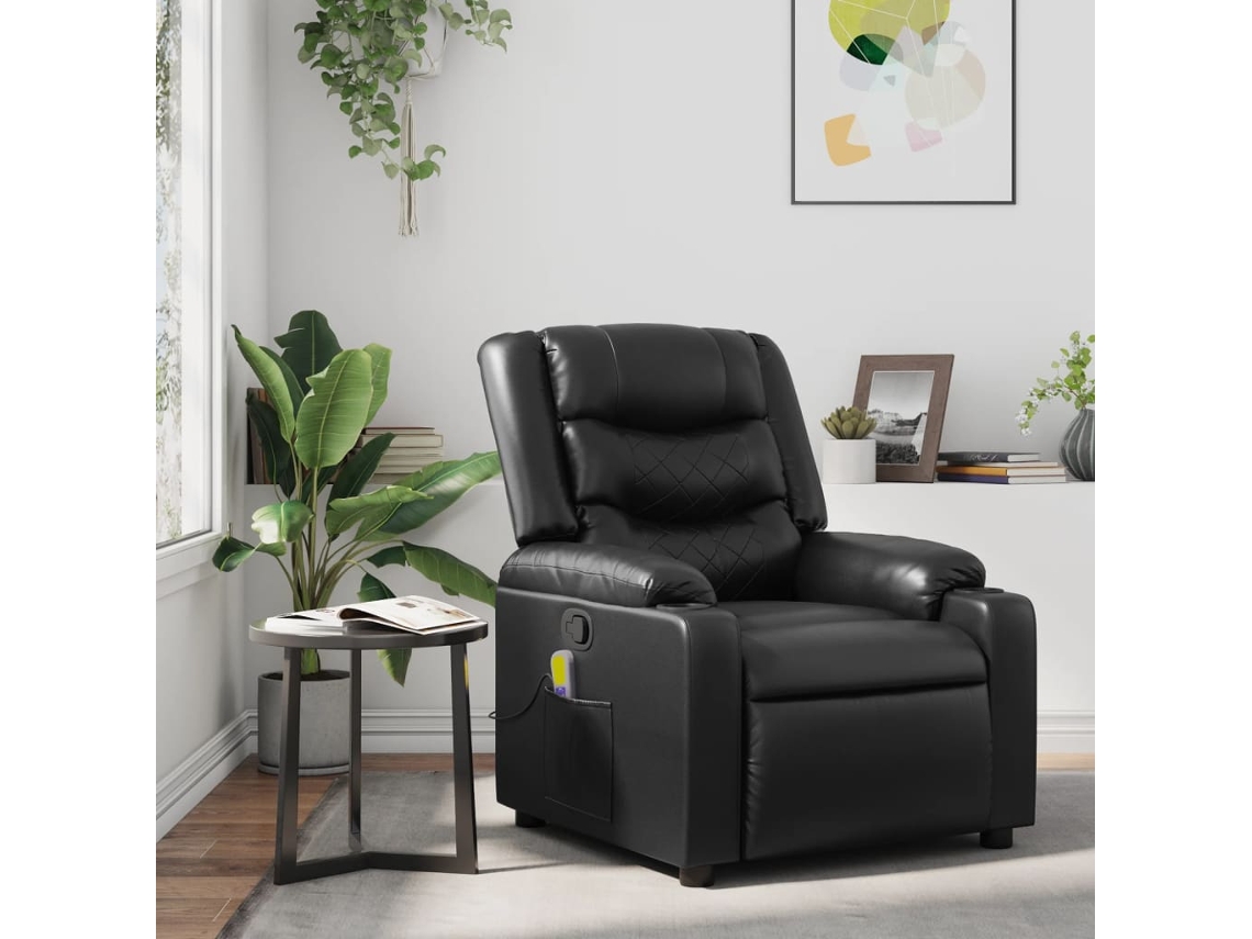 Sillón De Salón | Silla | Sillón De Masaje Reclinable Cuero Sintético Negro Wsd172580