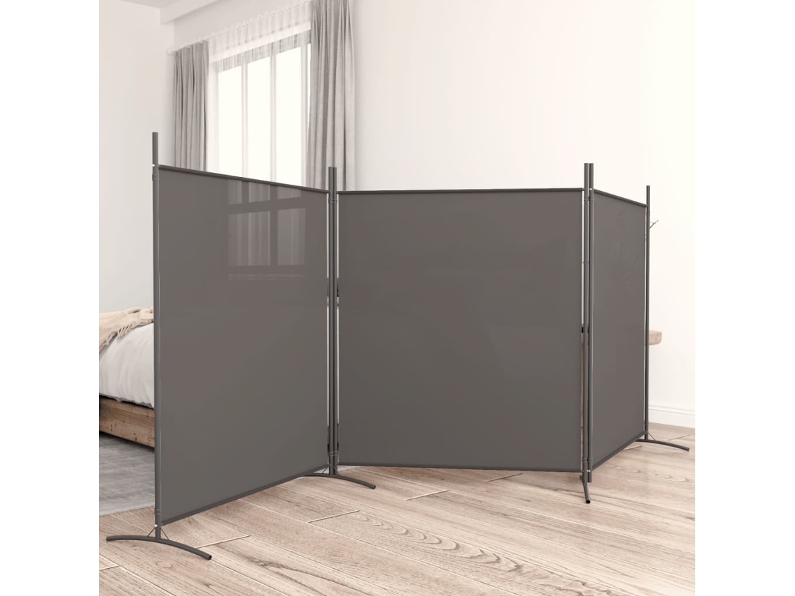 Biombo Divisor | Biombo Separador | Separador De Ambientes De 3 Paneles De Tela Gris Antracita 525x180 Cm