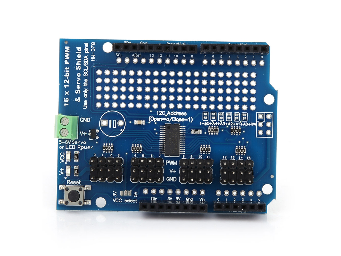 Shield De Servo De 16 Canales 12 Bits Driver De Motor Pwm 40~1000hz Salida Lógica 3~5v