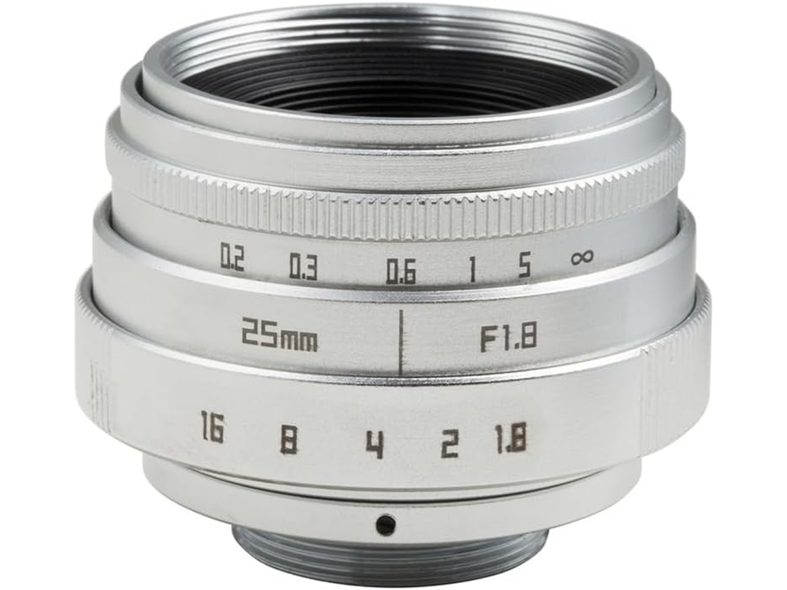 Mini Lente Plateada De 25 Mm F1.8 Para Cámara Sin Espejo Con Montura C, Cctv, Tamaño-, F1..