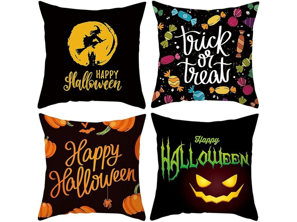 4 Fundas De Almohada De Halloween De 45x45 Cm Para Decoración De Halloween, Sofá, Hogar Rzq