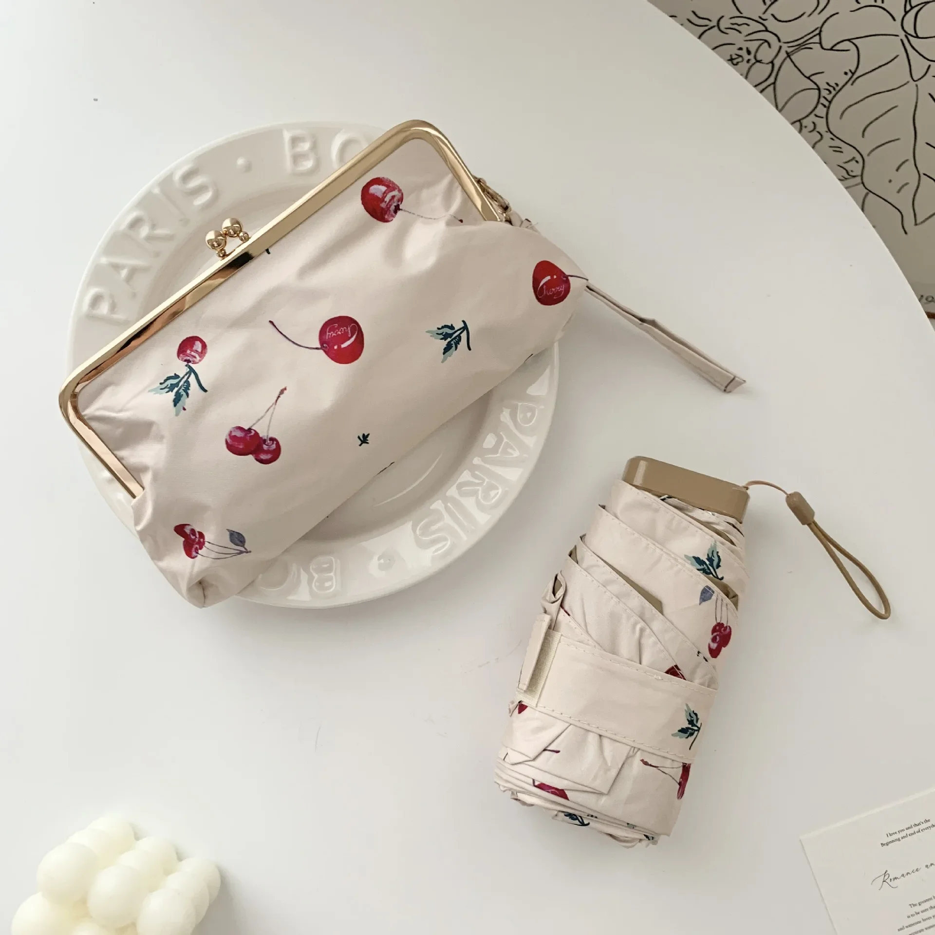 (c) Mini Sombrilla Para Mujer, Parasol Y Protección Uv, Adecuada Tanto Para Días Soleados Como Lluviosos.