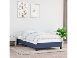 Estructura De Cama Sin Colchón Tela Azul 90x190 Cm