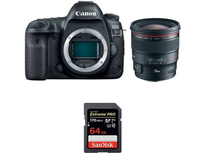 Kit Cámara Reflex CANON EOS 5D Mark IV + EF 24mm f/1.4L II USM + SanDisk 64 GB (Full-Frame)