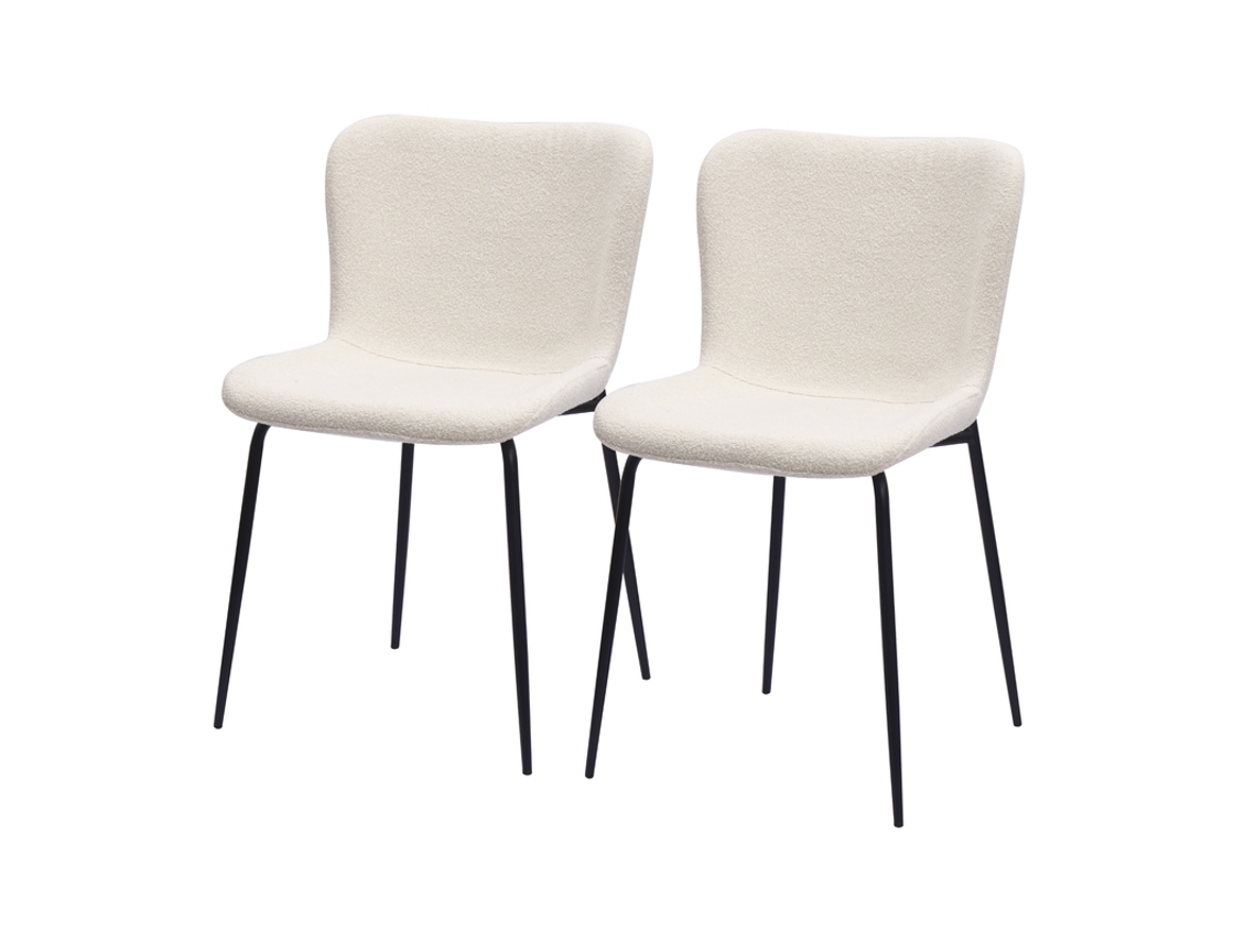 Juego De 2 Sillas De Comedor Con Respaldo Alto Redondeado, Acabado En Tela Y Metal.