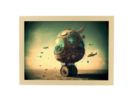 NACNIC Poster Carretilla En Estilo Surrealismo Cinematográfico Ilustraciones Y Grabados De Historieta Abstracta Y Artística A4 Marcos Madera