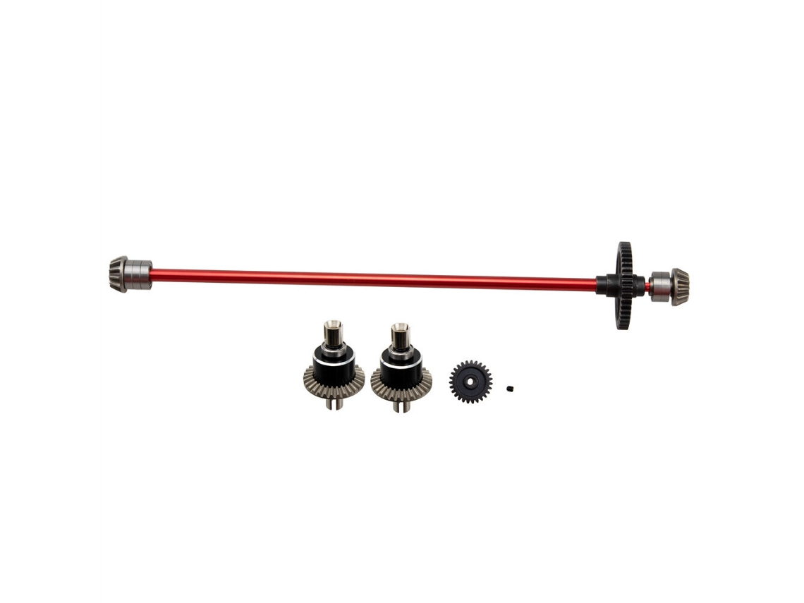 Plateado Conjunto Diferencial Eje Transmisión Central Metal Mejorado Wltoys 124016-124019 1/12 Coches Rc Repuesto