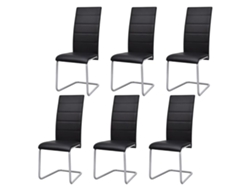 Sillas de comedor Cantilever 6 piezas Cuero artificial negro Lovely Home
