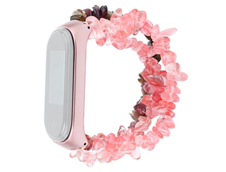 Correa de cuentas trenzadas piedras naturales para Xiaomi Mi Band 3/4 - rosa