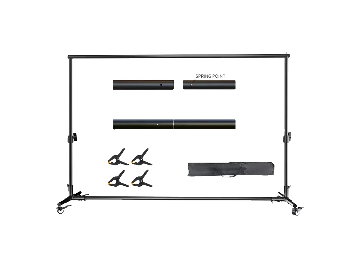 Soporte de fondo fotográfico, altura ajustable, alta capacidad de carga, ruedas de 2 x 3 m