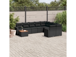 Conjunto de sofás de jardín de 10 piezas DKD Home Decor con cojines de mimbre negros