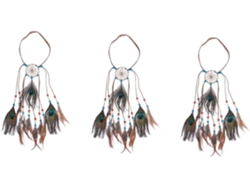 3pièces Diadema Plumes Accessoire De Cabello Avec Attrape- Style Hippie Pour Festivals Et
