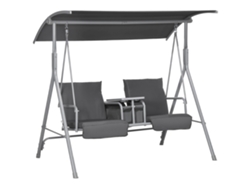 Columpio Estilo Hollywood, Para 2 Personas, Con Bolsa Para Toldo, Capacidad De 180 Kg, Color Negro.