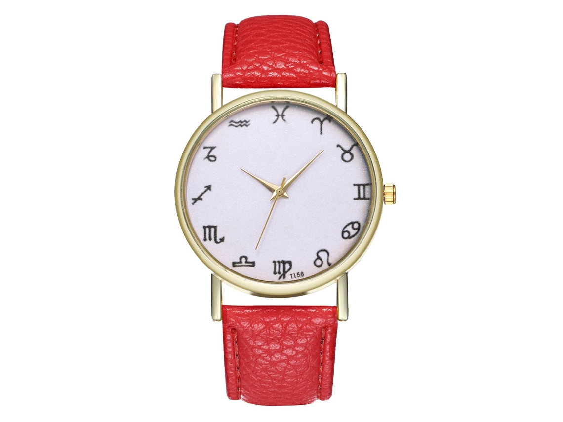 Reloj Deportivo Unisex De Cuero Rojo Analógico De Cuarzo Para Hombre Y Mujer