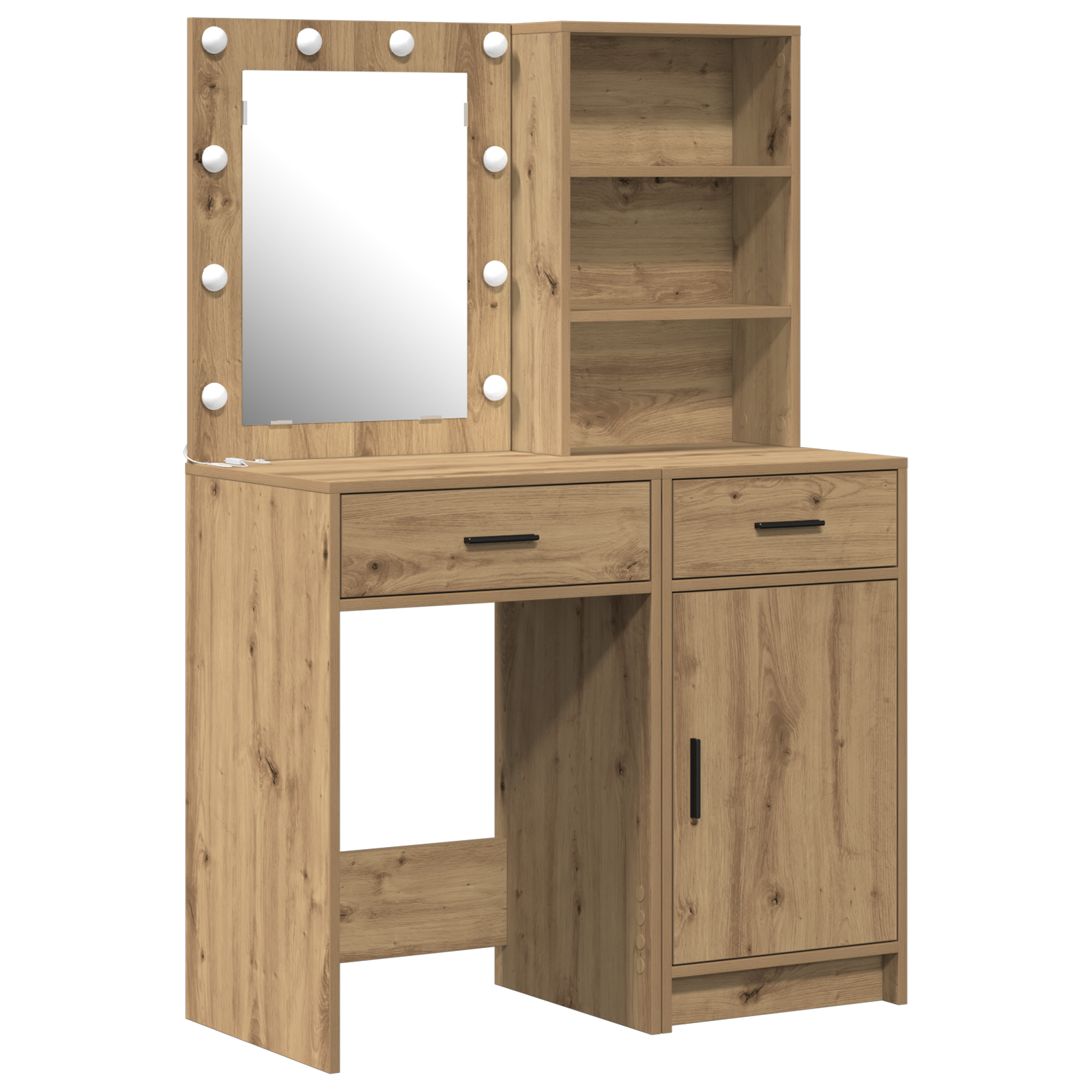 Conjunto 2 De Tocador De Vidaxl Con Led En Madera Técnica De Roble