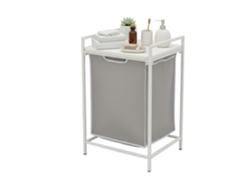 Relaxdays Cesto Para Ropa Sucia Con Estante Y Bolsa Extraíble, Hbt: 72 X 50 X 33 Cm, 65 L, Blanco/gris