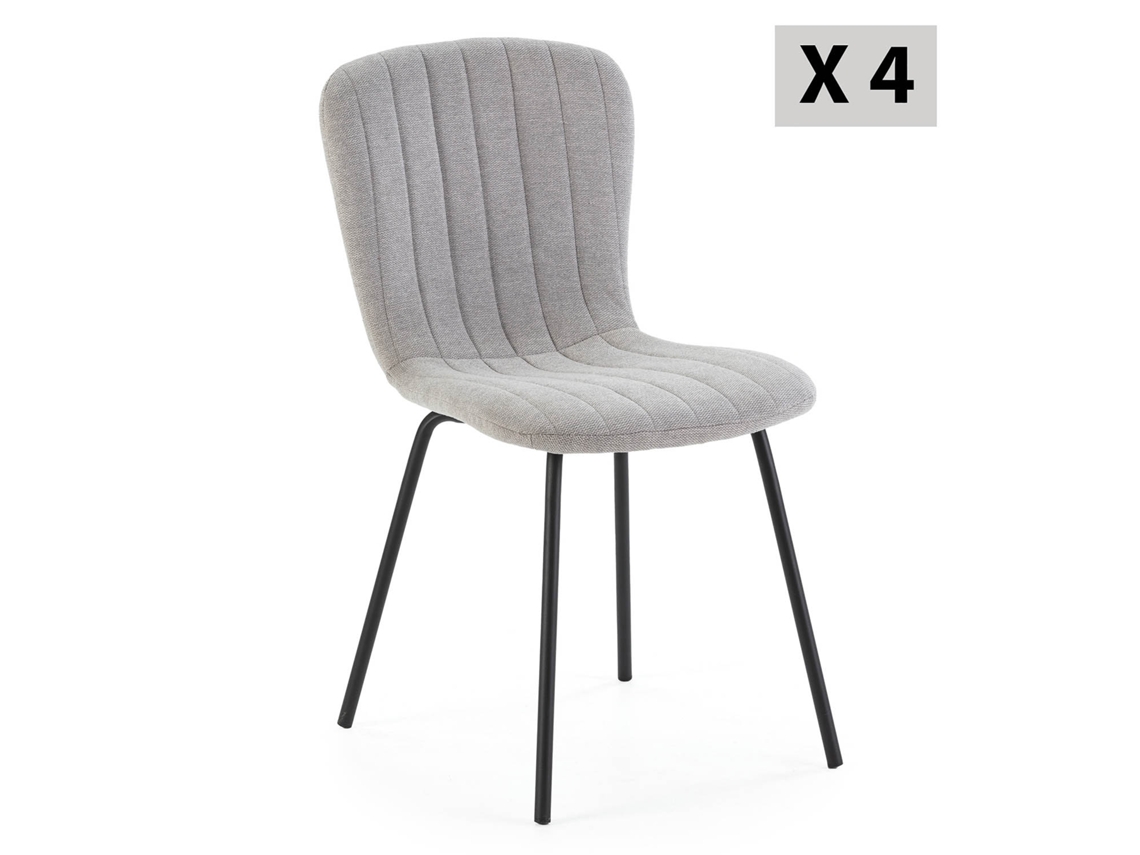 Conjunto de 4 Cadeiras Lucky Estofadas Cinza Claro VS VENTA-STOCK 46 x 57 x 85