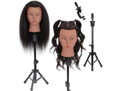 Cabeza De Maniquí Con Cabello Natural, De 55,9 A 61 Cm, Para Cosmetología, Soporte De Sujeción Y Herramientas.
