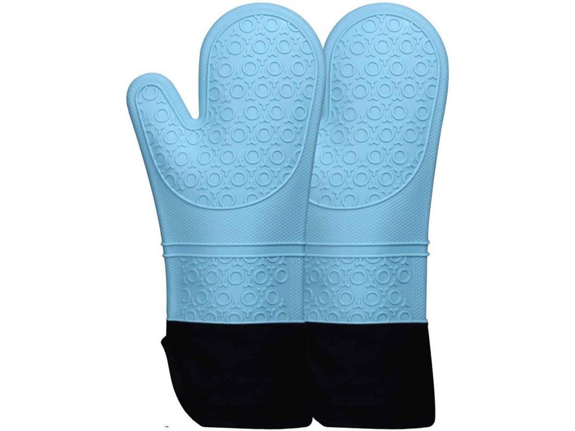 2026da-guantes De Horno De Silicona Resistentes Al Calor, Largos 37 Cm, Antideslizantes, Lavables, Azul, 1 Par