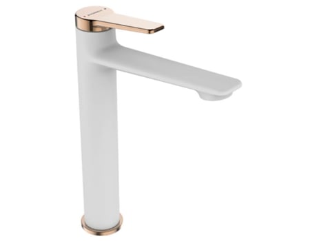 Grifo de Lavabo KUCHINOX Alto En Acabado Blanco/Oro para Baño con Mezclador Manija Única