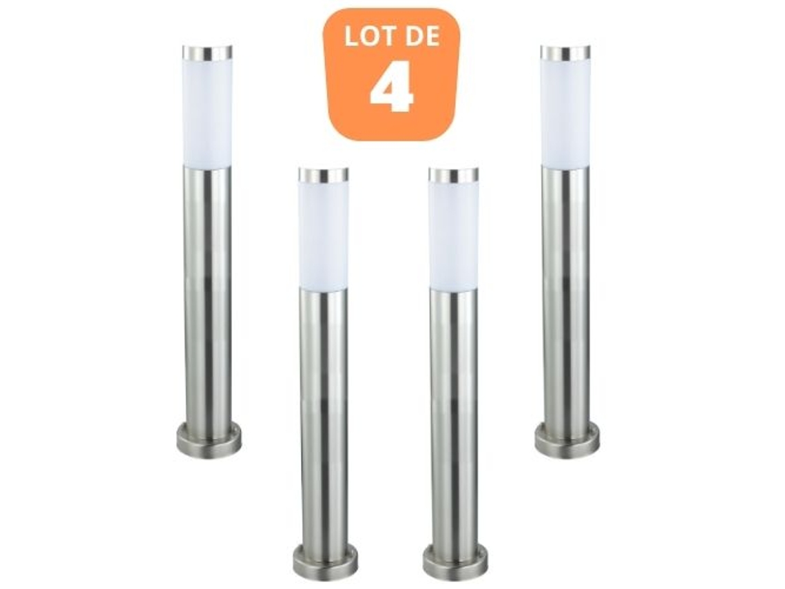 Lote de 4 macetas de acero inoxidable Defne-5 E27 60W