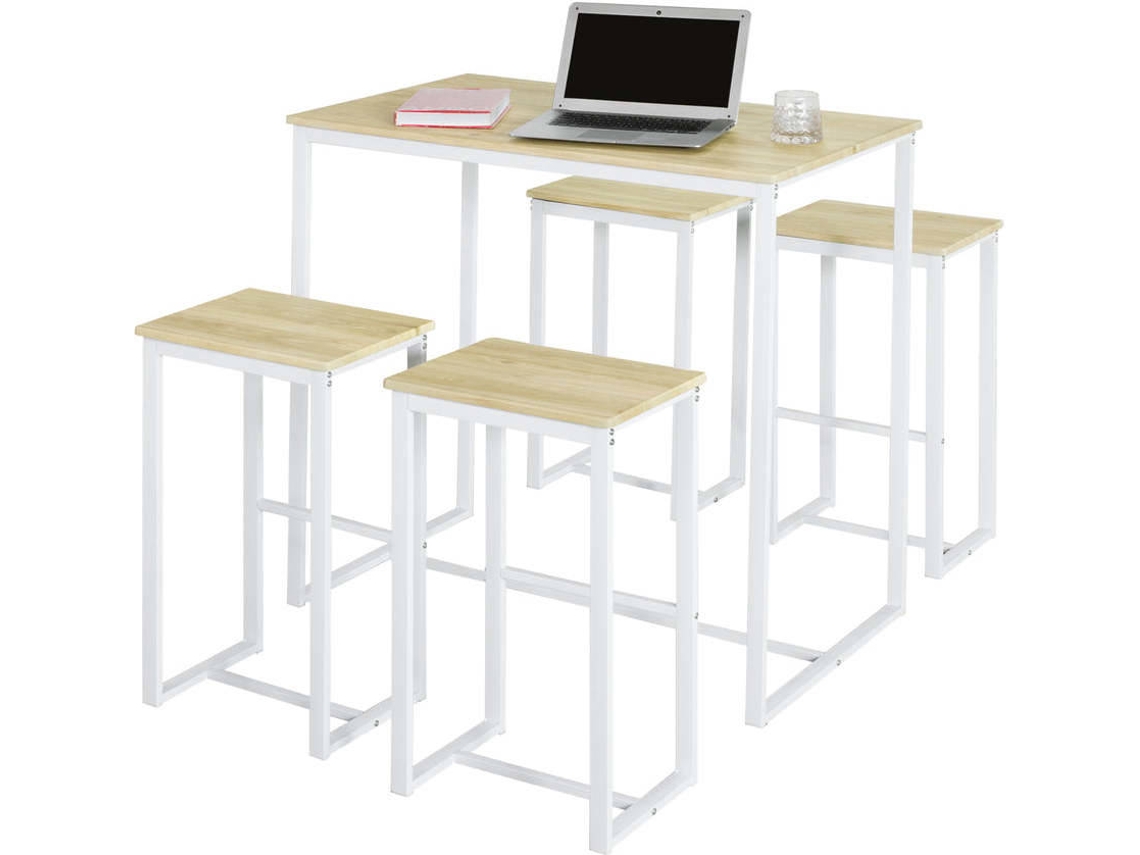 Conjunto de Comedor SOBUY (Marrón y Blanco - MDF y Metal - 100x60x96 cm)