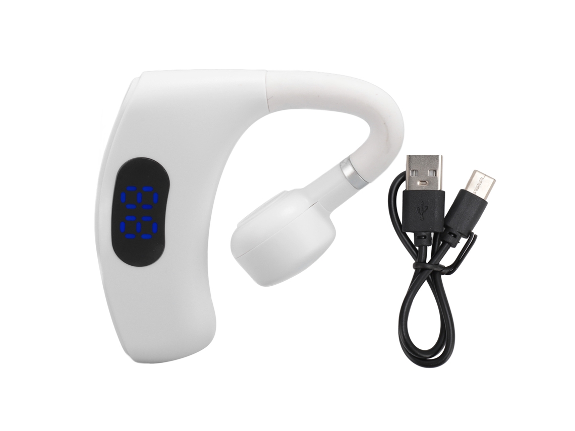 Auriculares Monoaurales Bluetooth Bt 5.4 Con Reducción De Ruido De 180° Y Pantalla Digital - Blanco