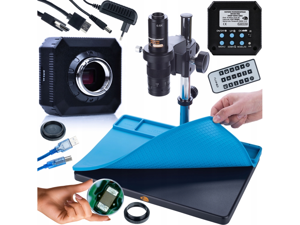 Microscopio digital Earth Pro Mcep-0.5x de alta resolución | Cámara Orion Pro Kmop HDMI-USB | Alfombrilla de silicona de 380 x 260 mm
