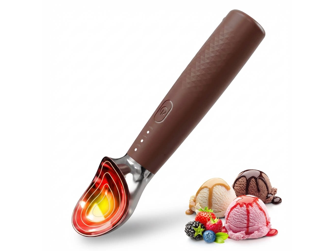 Cuchara eléctrica con calefacción para helado duro, fácil de usar para personas mayores y niños. DIGITALLAB (marrón oscuro)