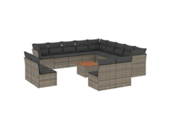 Maison Exclusive - Set De Sofás De Jardín 14 Pzas Con Cojines Ratán Sintético Gris