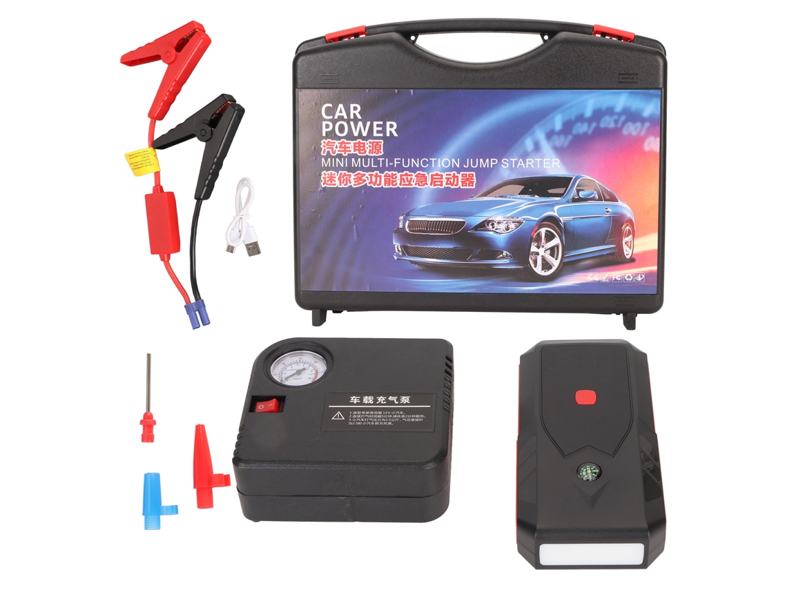 Arrancador De Emergencia Para Automóvil Con Inflador De Neumáticos De 150 Psi, Luz Led, Puerto Usb, 1600 A, 12 000 Mah, Pantalla Digital Portátil, Am