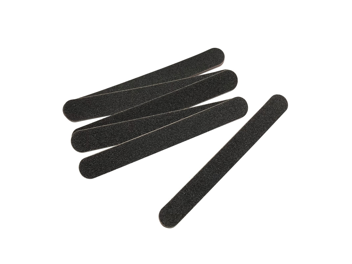 Juego de 5 limas de uñas de doble cara 100/180 para dar forma y pulir, color negro Tommy01