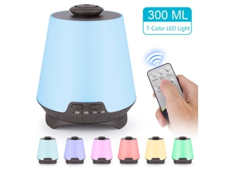 Difusor De Aroma Humidificador VANJL Led Difusor De Aceite Esencial Ultrasónico 300 Ml-Marrón Oscuro