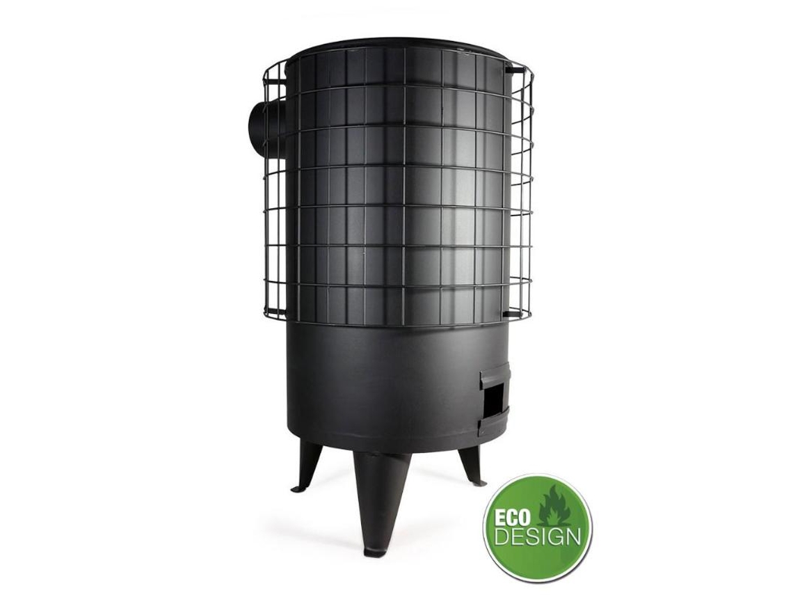Estufa Leña Redonda Chapa N 4 68cmx36ø Negra S-horiz 120ø 7 Kw