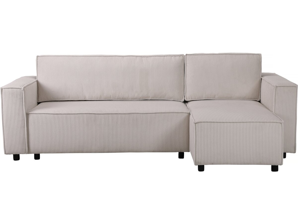 Sofá esquinero de pana y terciopelo "Montaigne S" - 3 plazas - Beige